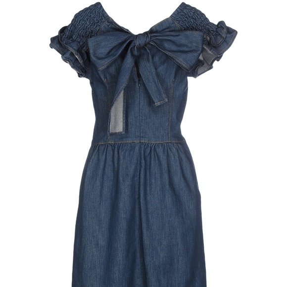 Red Valentino Ruffle Sleeve Denim Dress Size 4 - Picture 8 of 12
